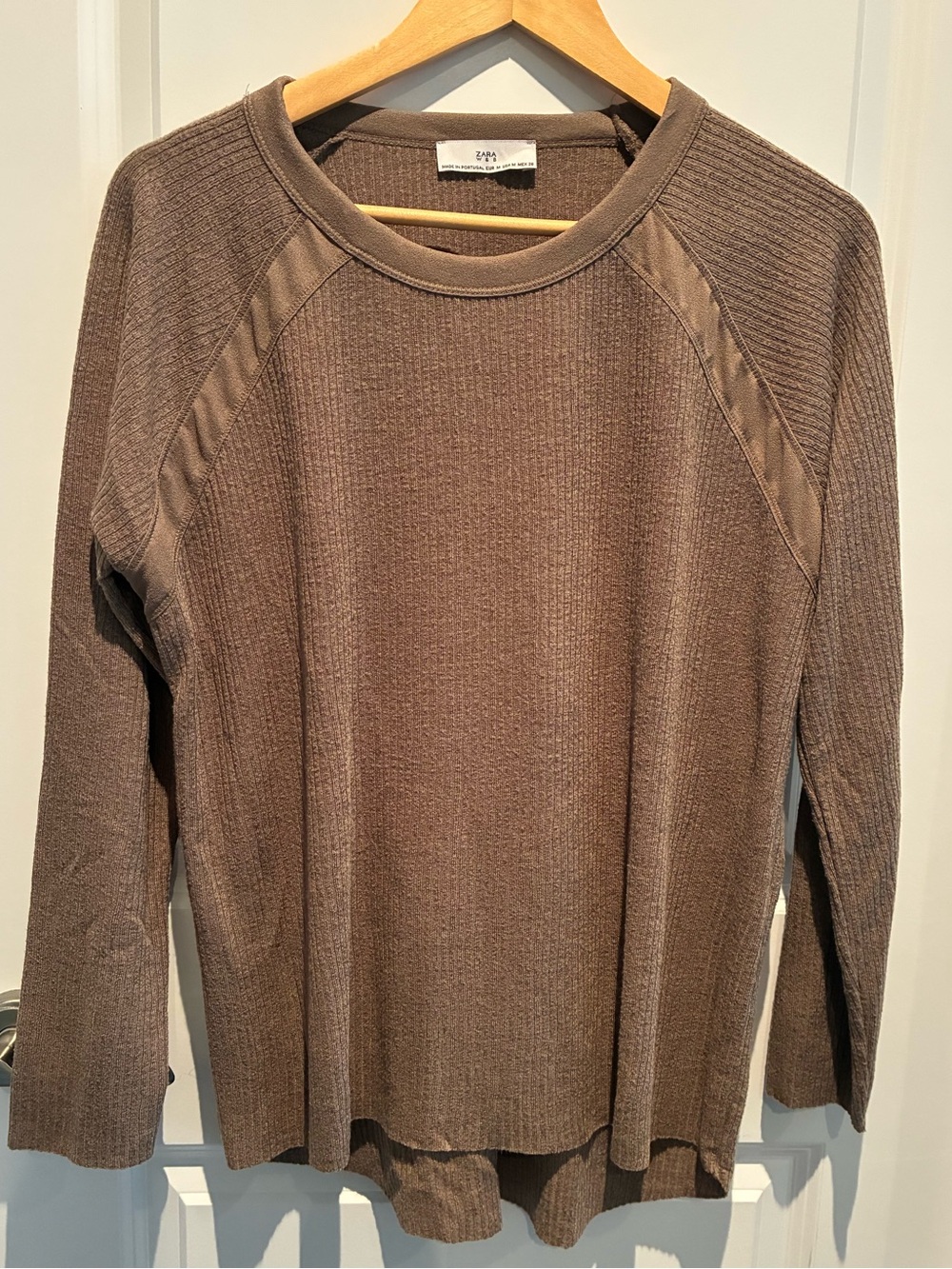 Zara Ribbed Crewneck Long Sleeve Top
